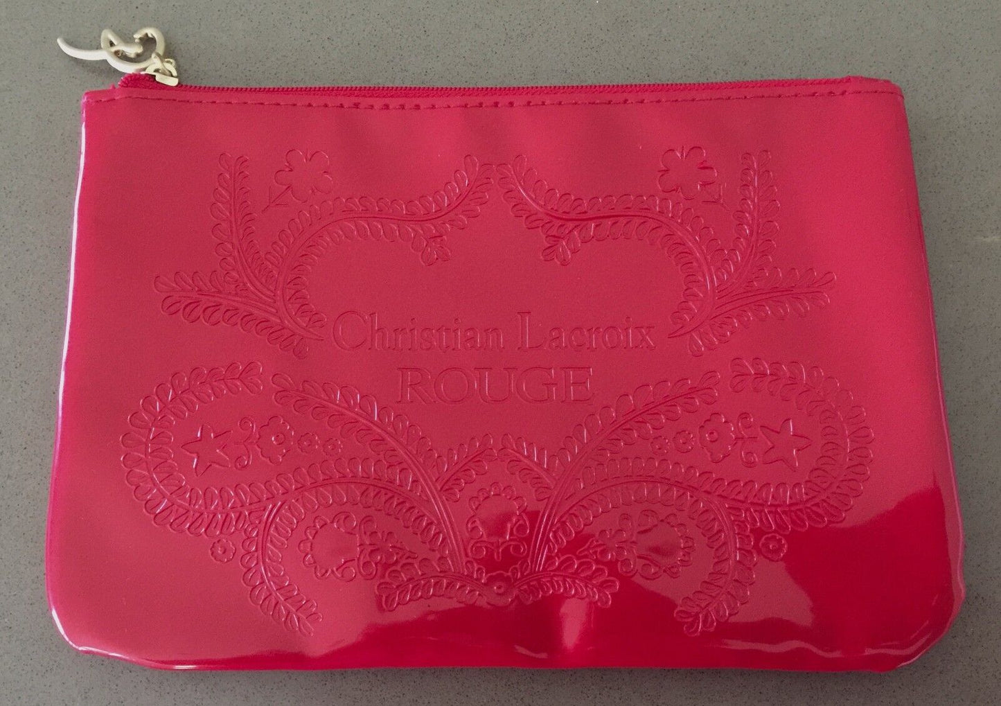 CHRISTIAN LACROIX Rouge Patent Red Pleather Make Up Cosmetic Pouch Bag NEW