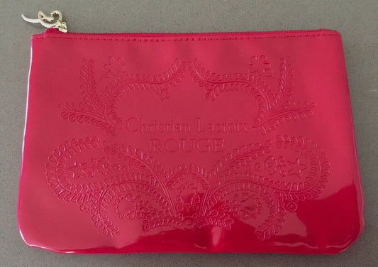 CHRISTIAN LACROIX Rouge Patent Red Pleather Make Up Cosmetic Pouch Bag NEW