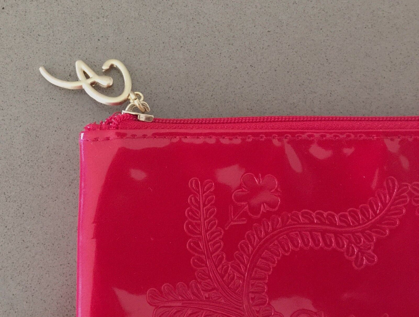 CHRISTIAN LACROIX Rouge Patent Red Pleather Make Up Cosmetic Pouch Bag NEW