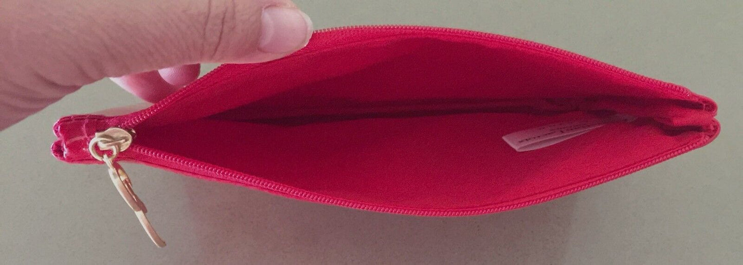 CHRISTIAN LACROIX Rouge Patent Red Pleather Make Up Cosmetic Pouch Bag NEW