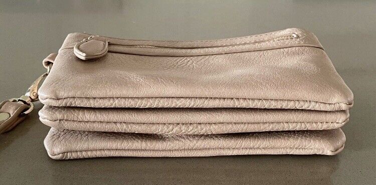 SPORTSGIRL Bag Beige Grain Pleather Wristlet Bag Purse Wallet Small Phone NEW