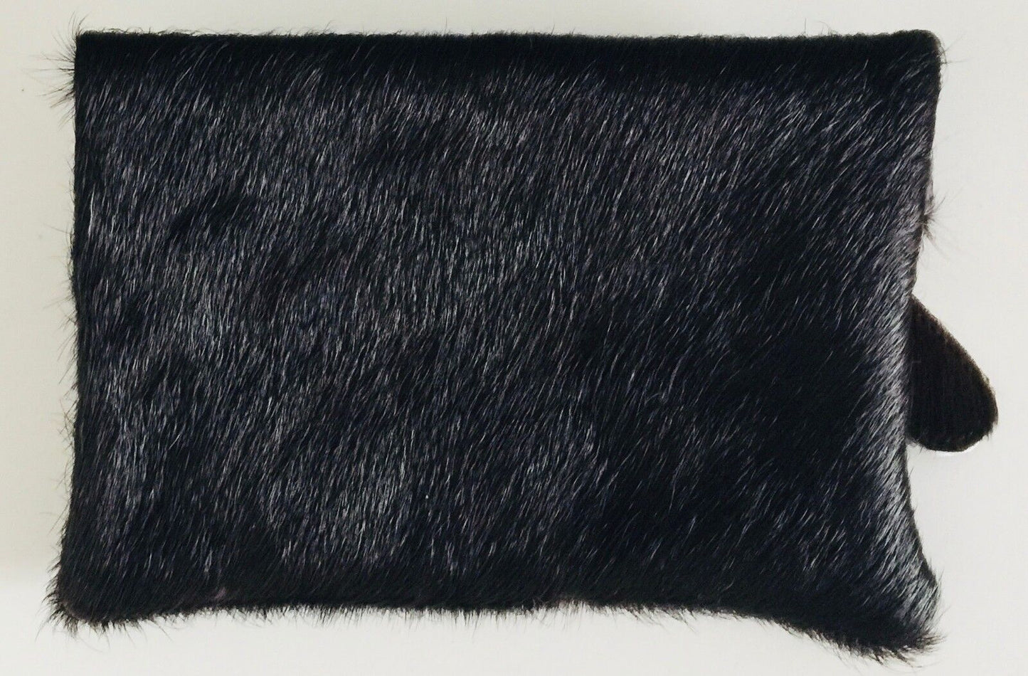Genuine PONY HAIR on Hide PURSE Fold Over Wallet Clutch Dark Brown