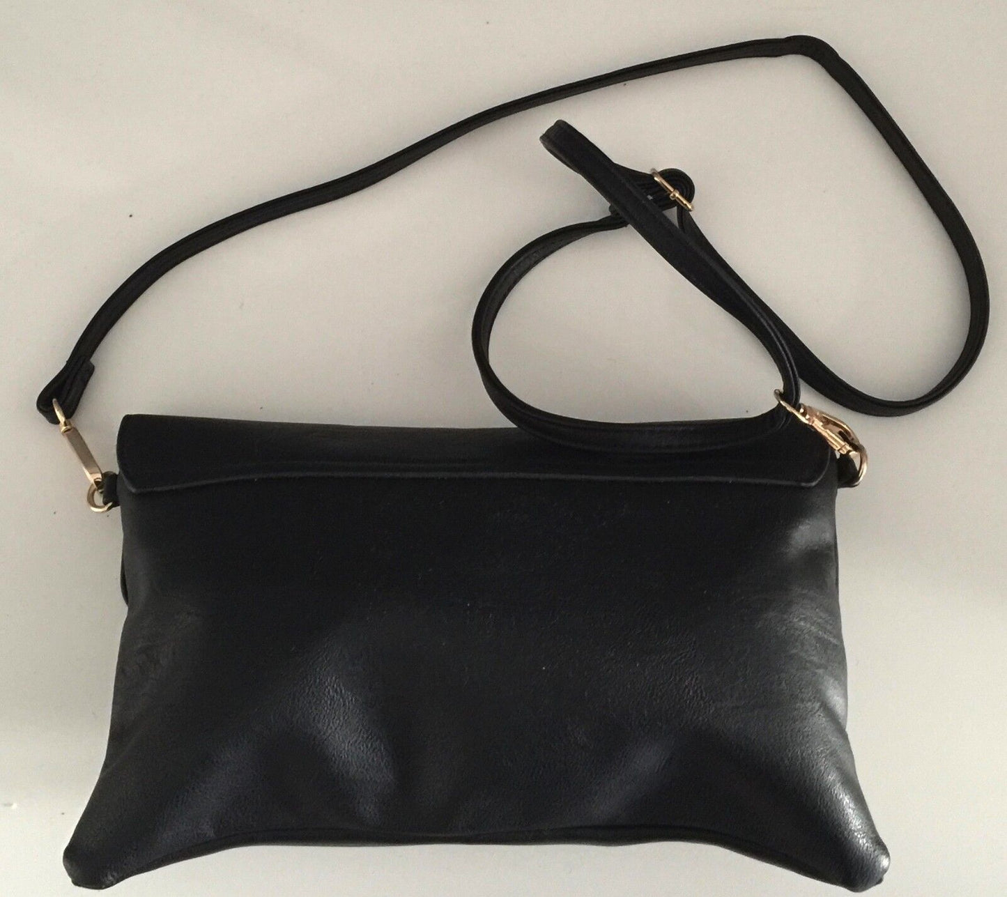 COLETTE Shoulder  Bag Black Pleather Envelope Clutch Bag w Strap NEW