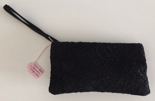 OLGA BERG Small Black Lace Wristlet Purse - Unique Handbag Vintage