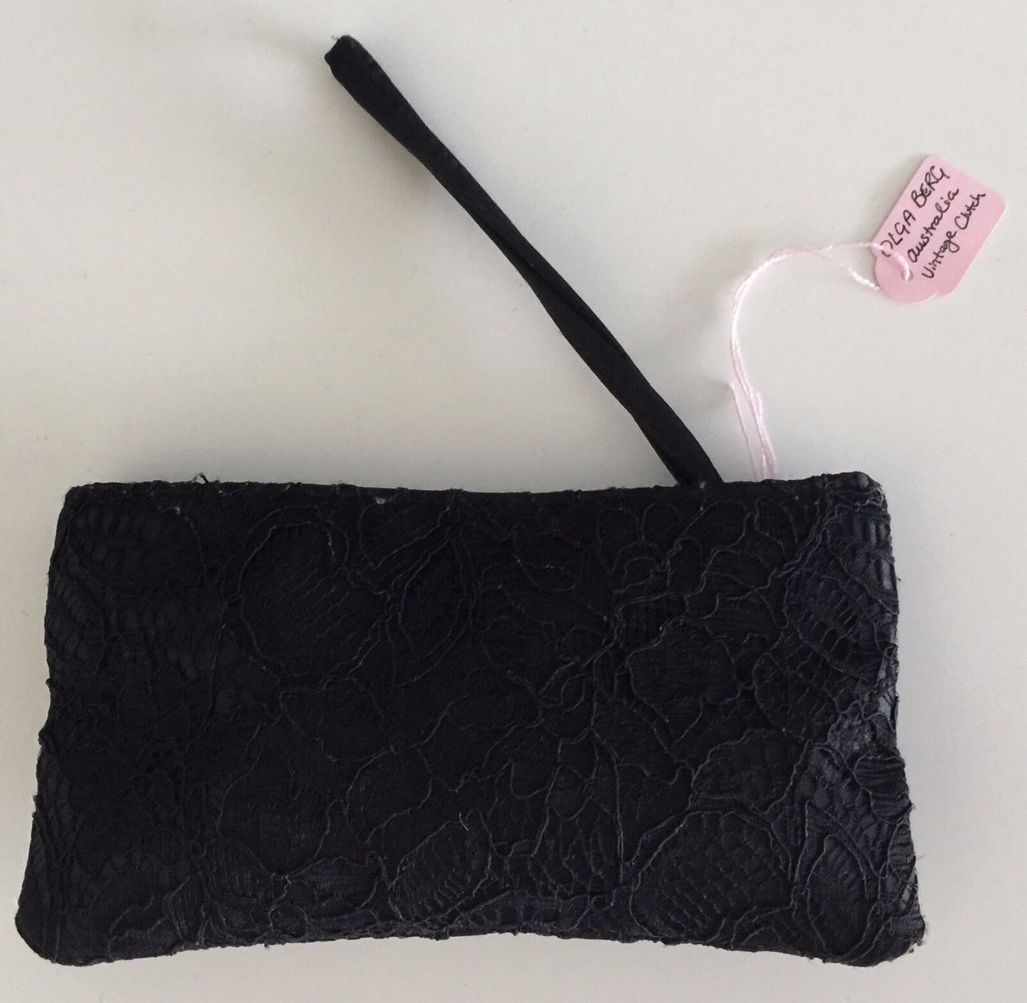 OLGA BERG Small Black Lace Wristlet Purse - Unique Handbag Vintage