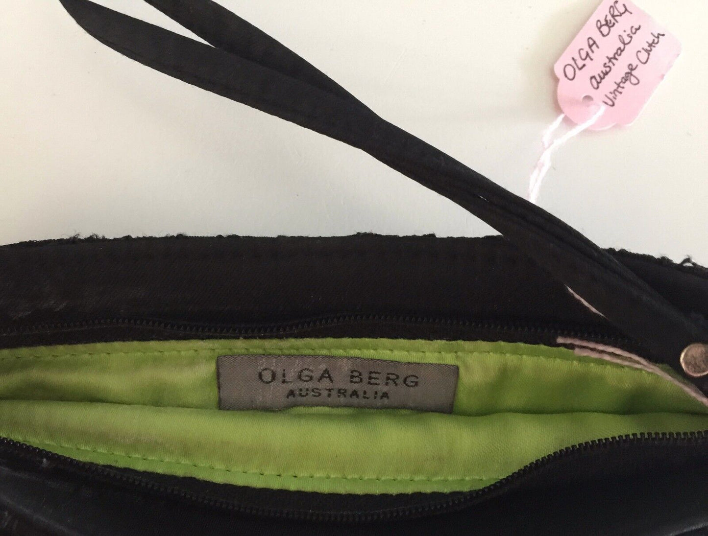 OLGA BERG Small Black Lace Wristlet Purse - Unique Handbag Vintage