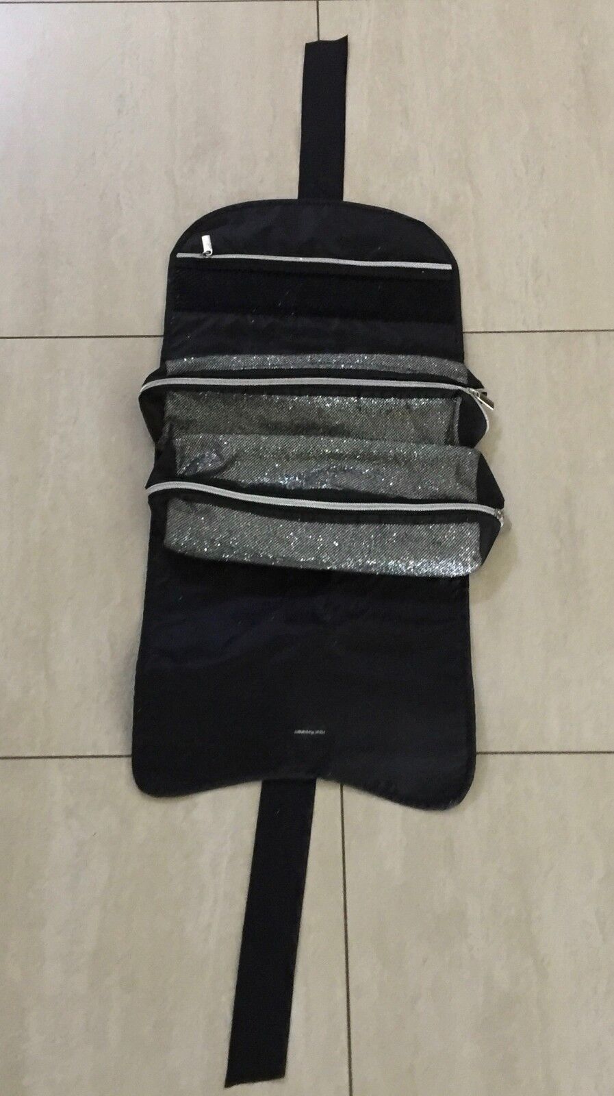 HD CARRY CASE Storage Bag Silver Glitter Black Double Pouch Protective Mat NEW
