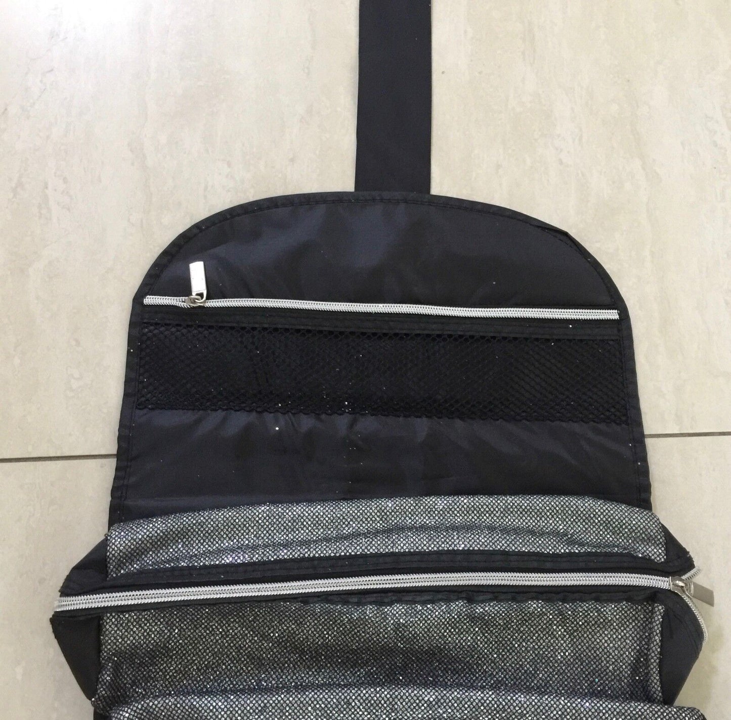 HD CARRY CASE Storage Bag Silver Glitter Black Double Pouch Protective Mat NEW