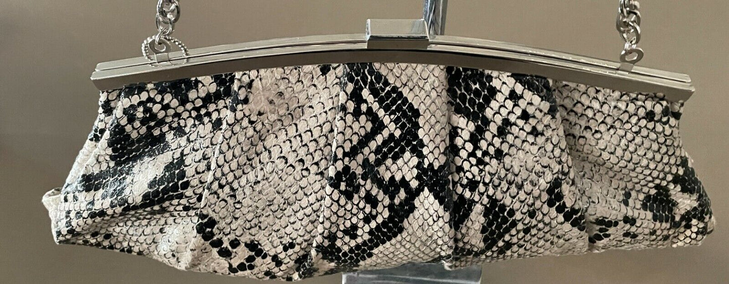 JAG Clutch Bag w Short Chain Black & Beige Python Snakeskin Pleather Vintage NEW