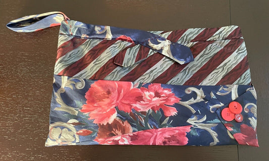 Handbag UPCYCLED  Handmade Clutch Made from Men's Ties Multicoloured Beautiful