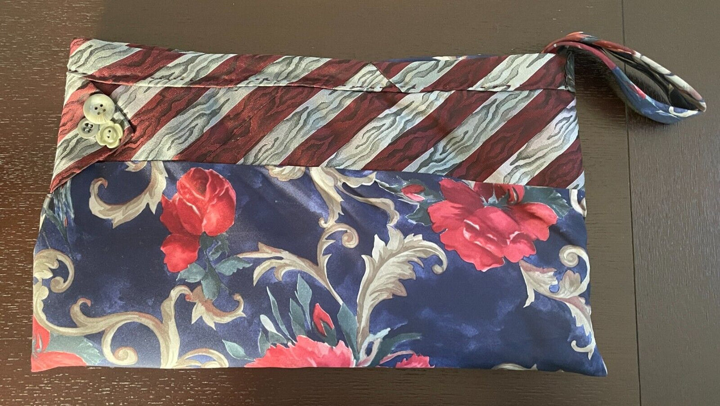 Handbag UPCYCLED  Handmade Clutch Made from Men's Ties Multicoloured Beautiful