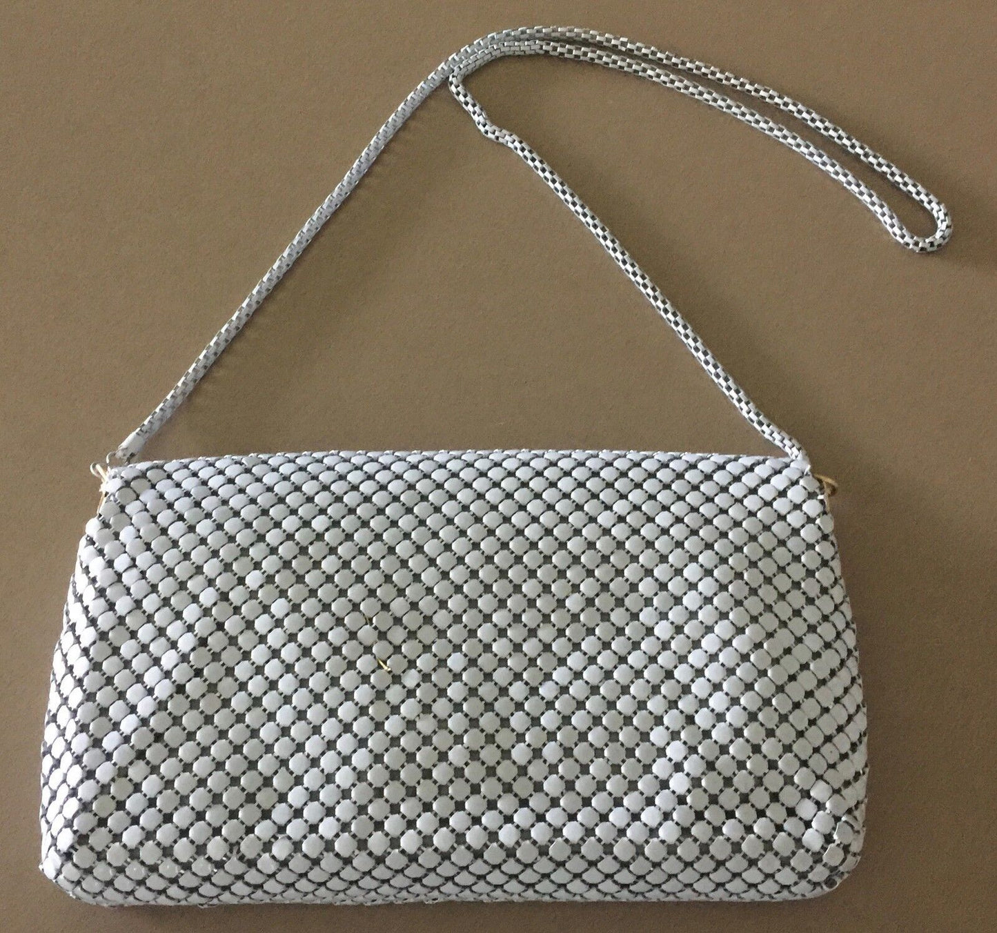 SHOULDER BAG Aluminium MESH Handbag Dove Grey Envelope Clutch Hong Kong Vintage