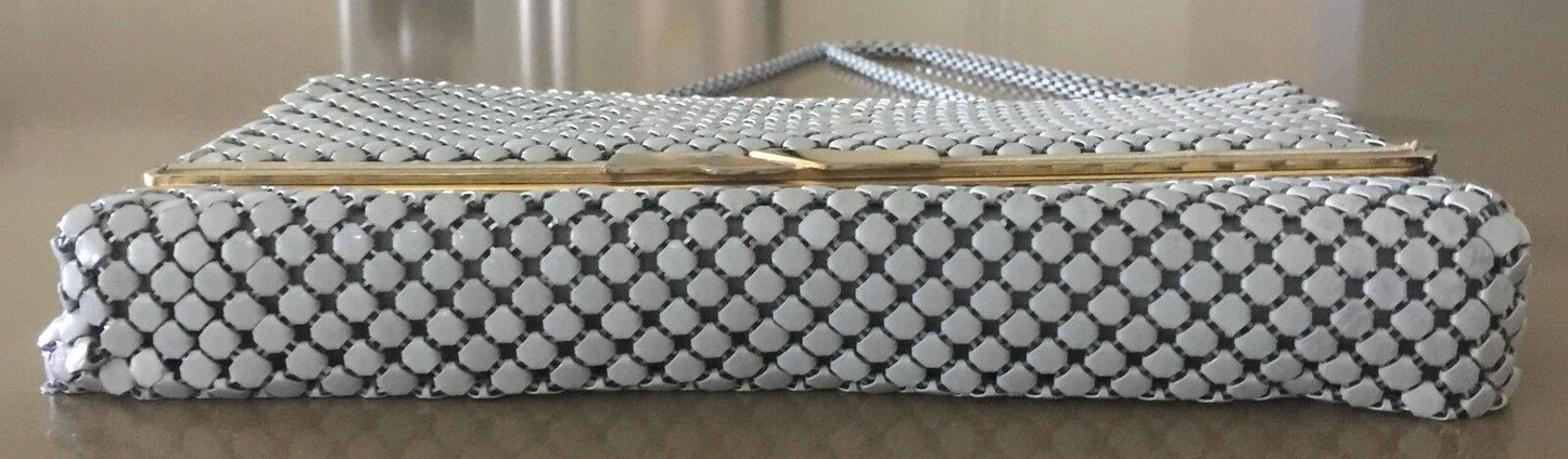 SHOULDER BAG Aluminium MESH Handbag Dove Grey Envelope Clutch Hong Kong Vintage