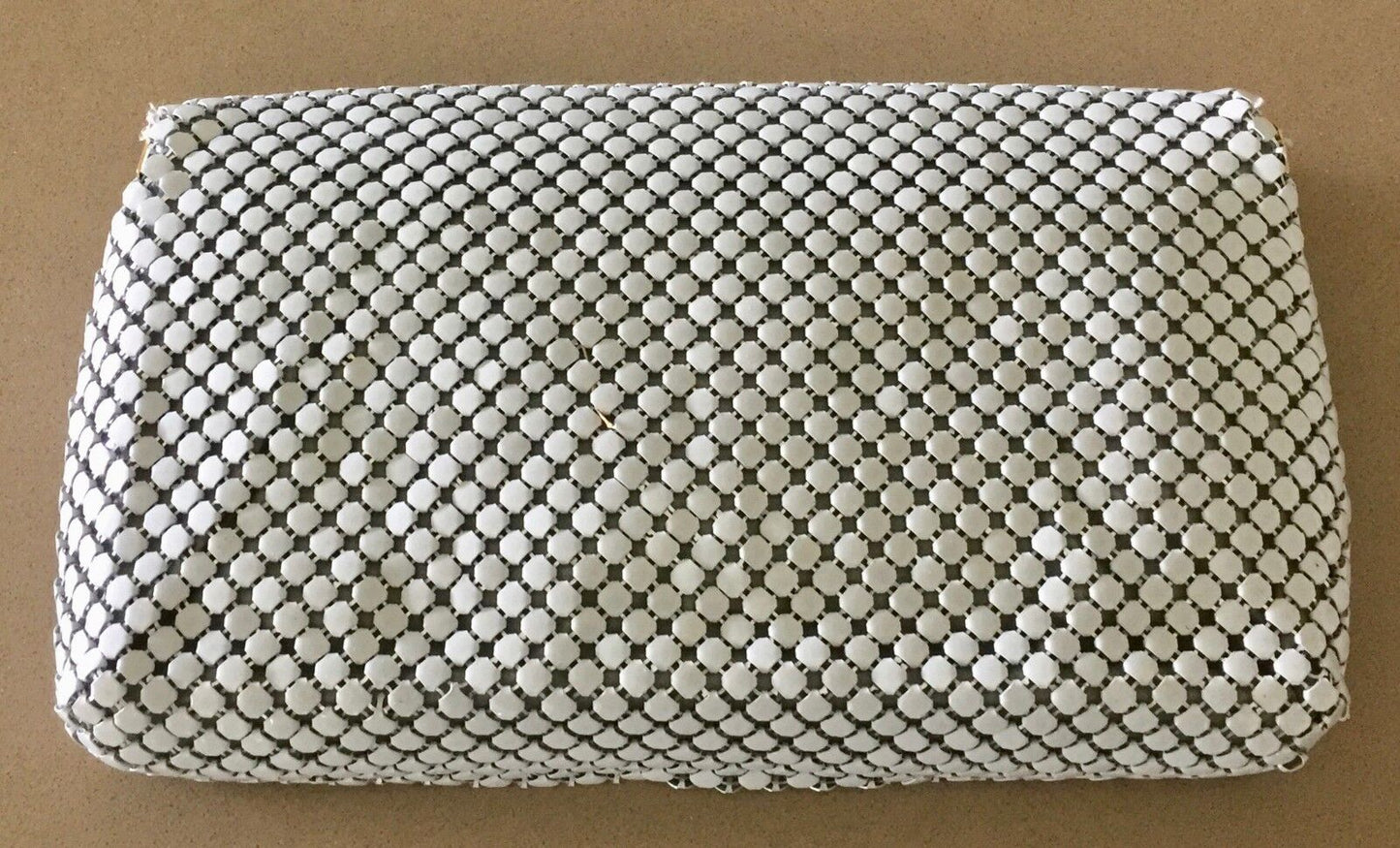 SHOULDER BAG Aluminium MESH Handbag Dove Grey Envelope Clutch Hong Kong Vintage