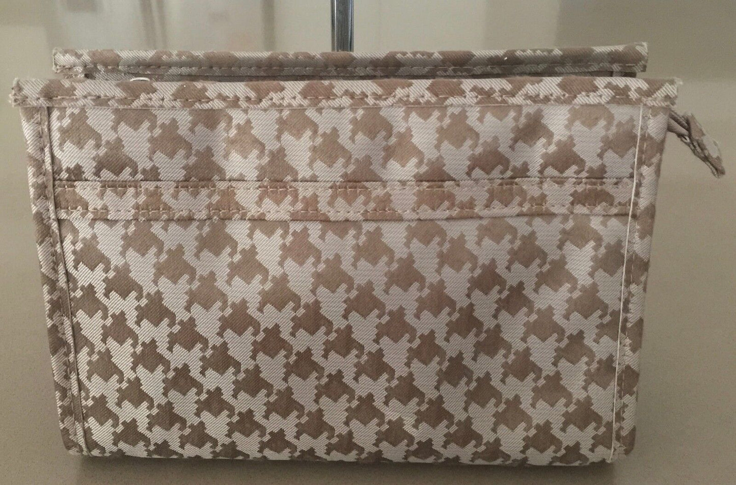 SERRA Makeup Bags Taupe & Bronze Herringbone Pouch 3 Piece Set NEW