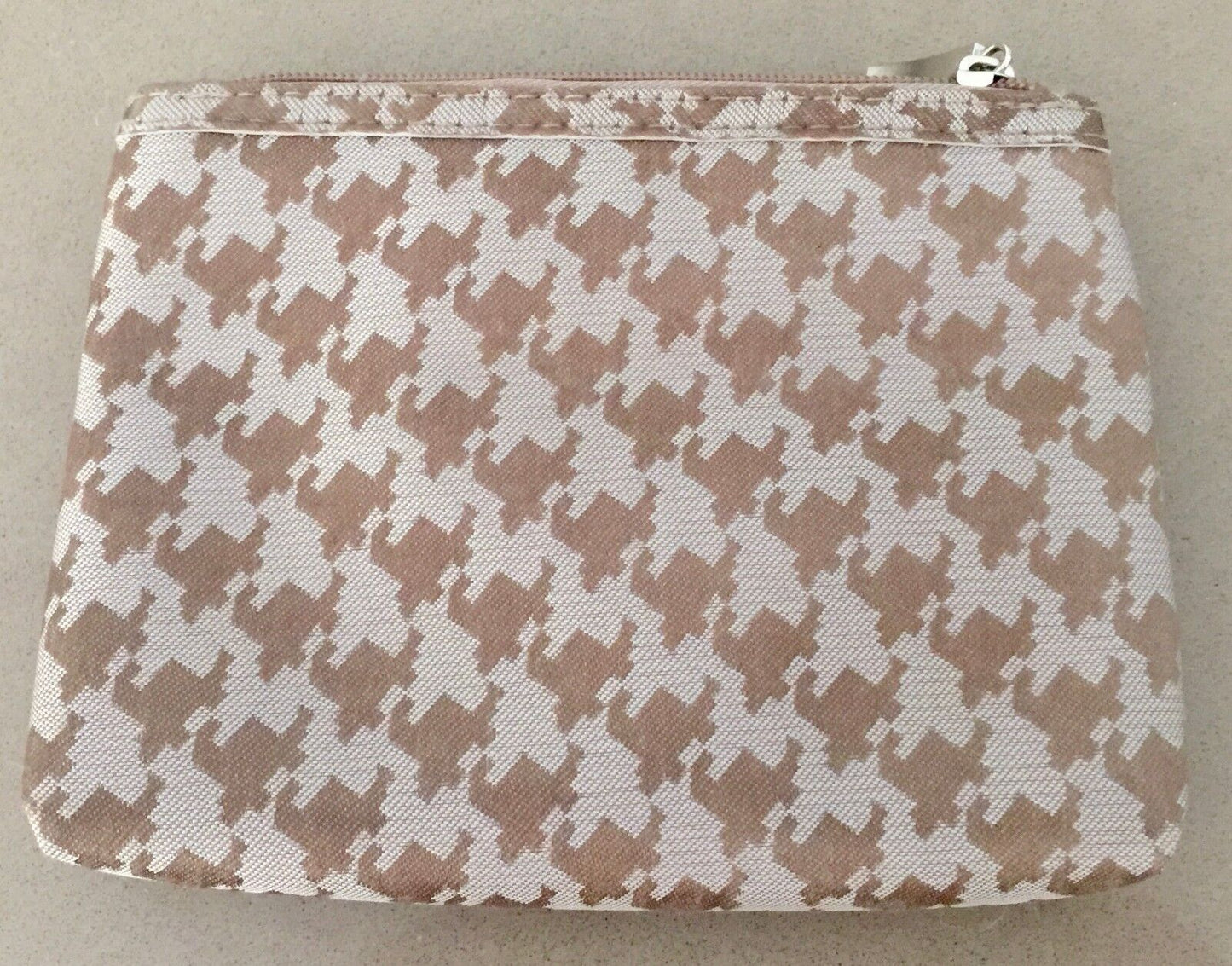 SERRA Makeup Bags Taupe & Bronze Herringbone Pouch 3 Piece Set NEW