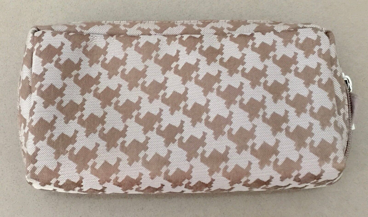 SERRA Makeup Bags Taupe & Bronze Herringbone Pouch 3 Piece Set NEW