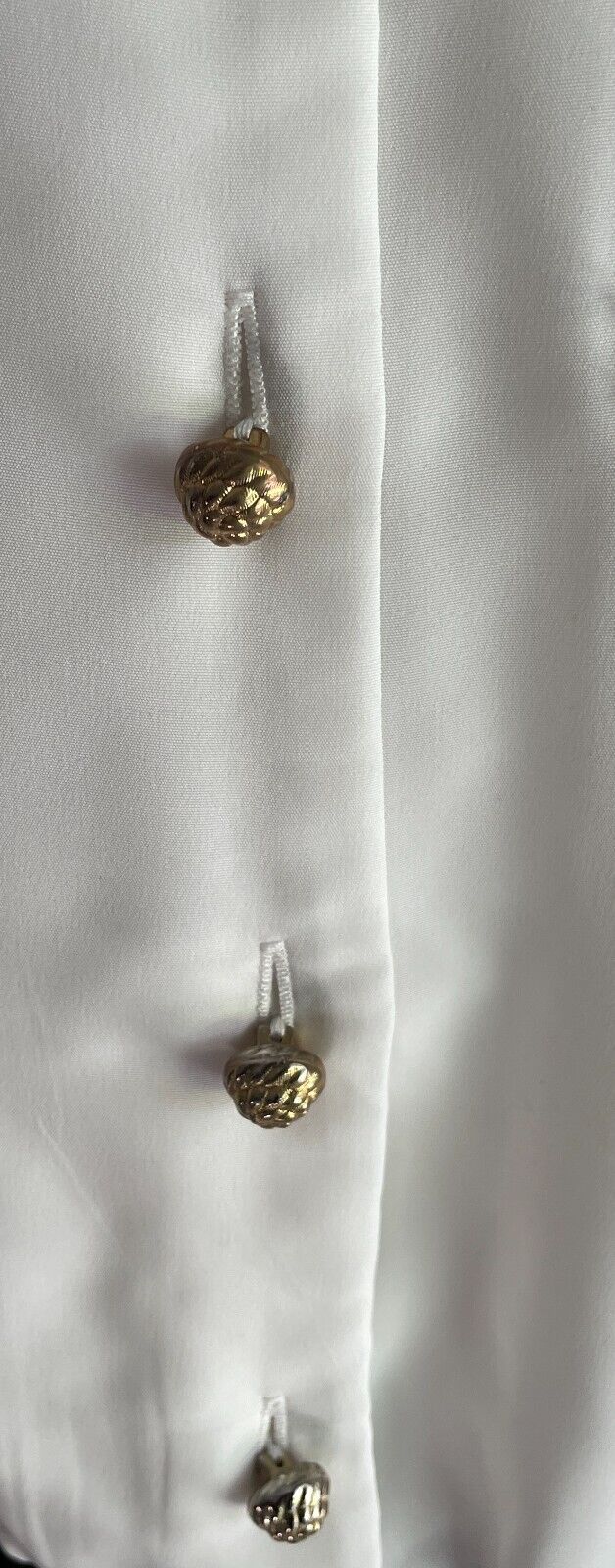 Vintage  Jacket White Black Ribbed Trim Gold Button Front Polyester Size 18 NOS