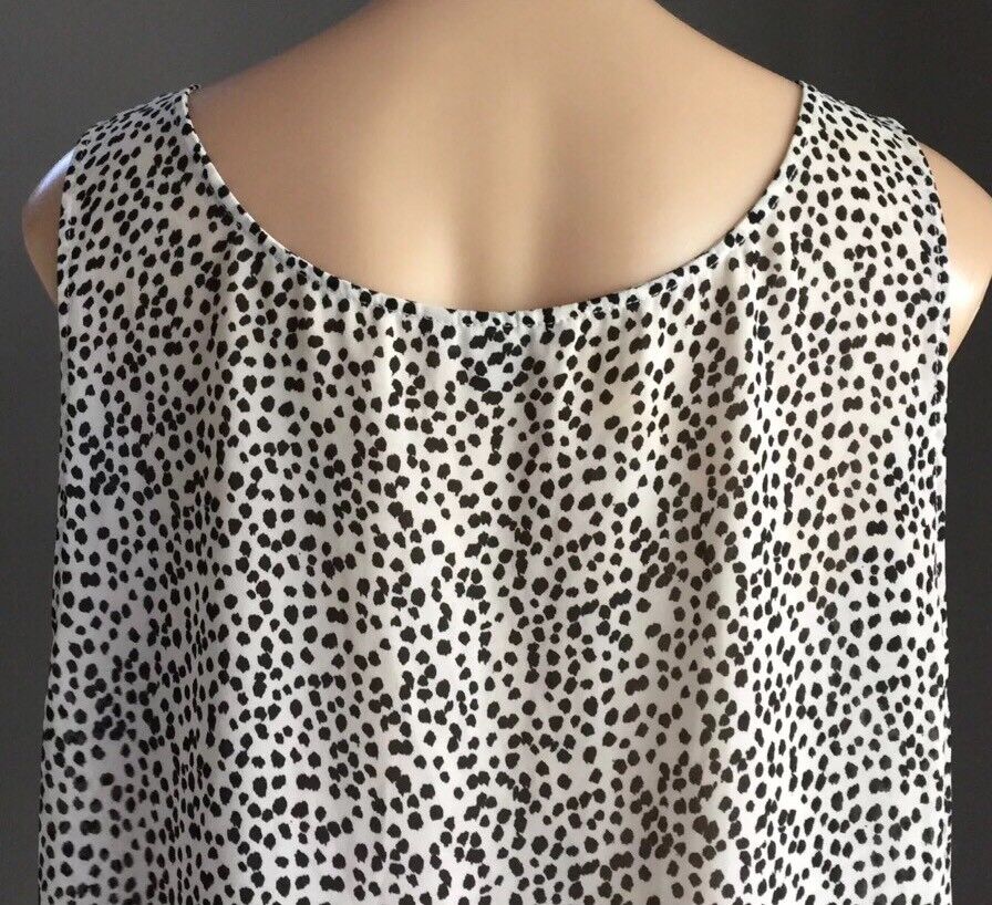 SUZANNE GRAE Twin Set White Black Cheetah Print Split Front Back Twofer Size 18