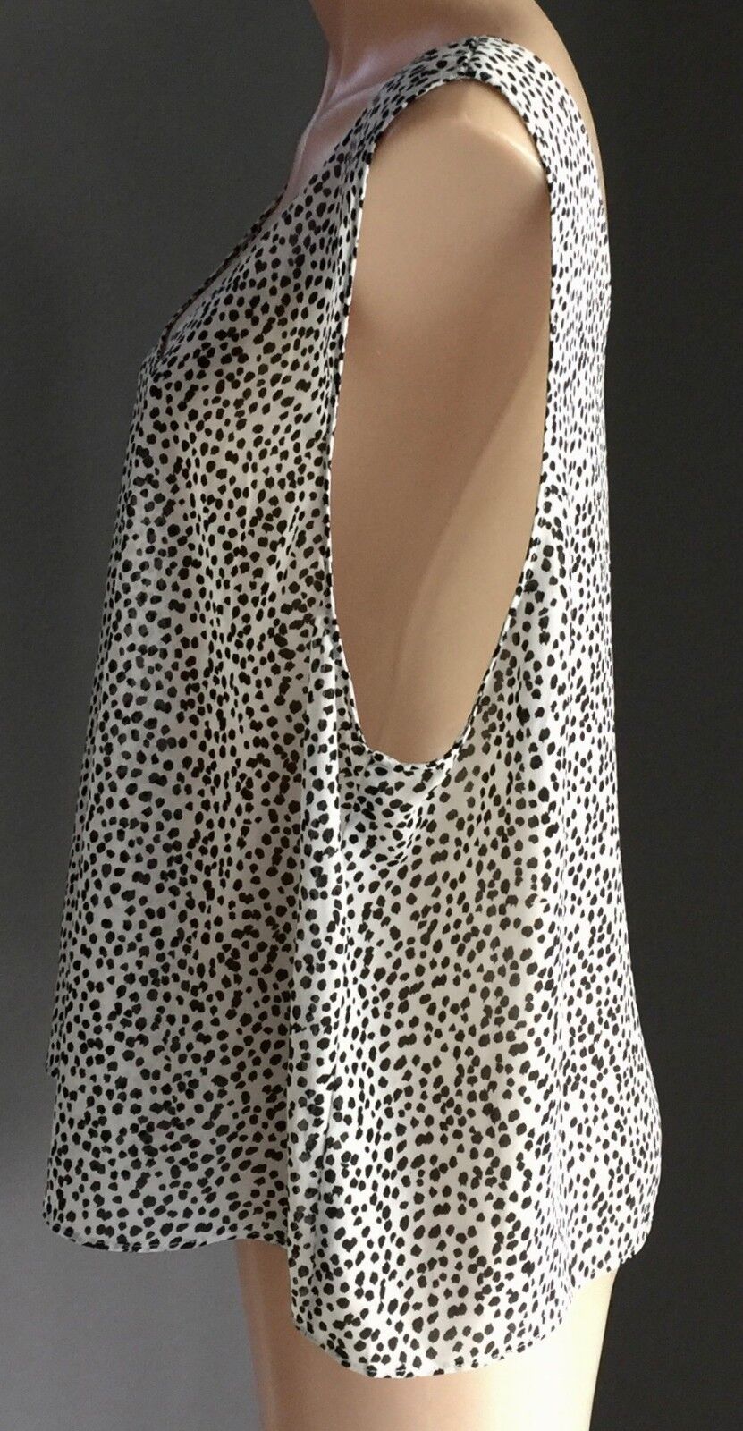 SUZANNE GRAE Twin Set White Black Cheetah Print Split Front Back Twofer Size 18