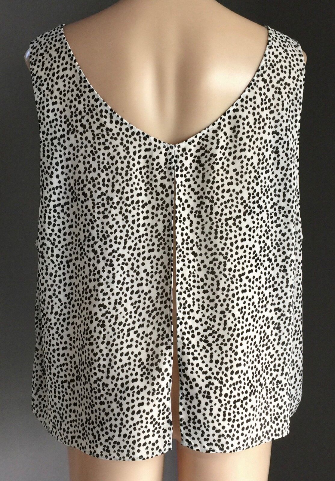SUZANNE GRAE Twin Set White Black Cheetah Print Split Front Back Twofer Size 18