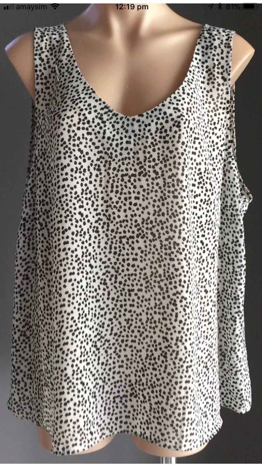 SUZANNE GRAE Twin Set White Black Cheetah Print Split Front Back Twofer Size 18
