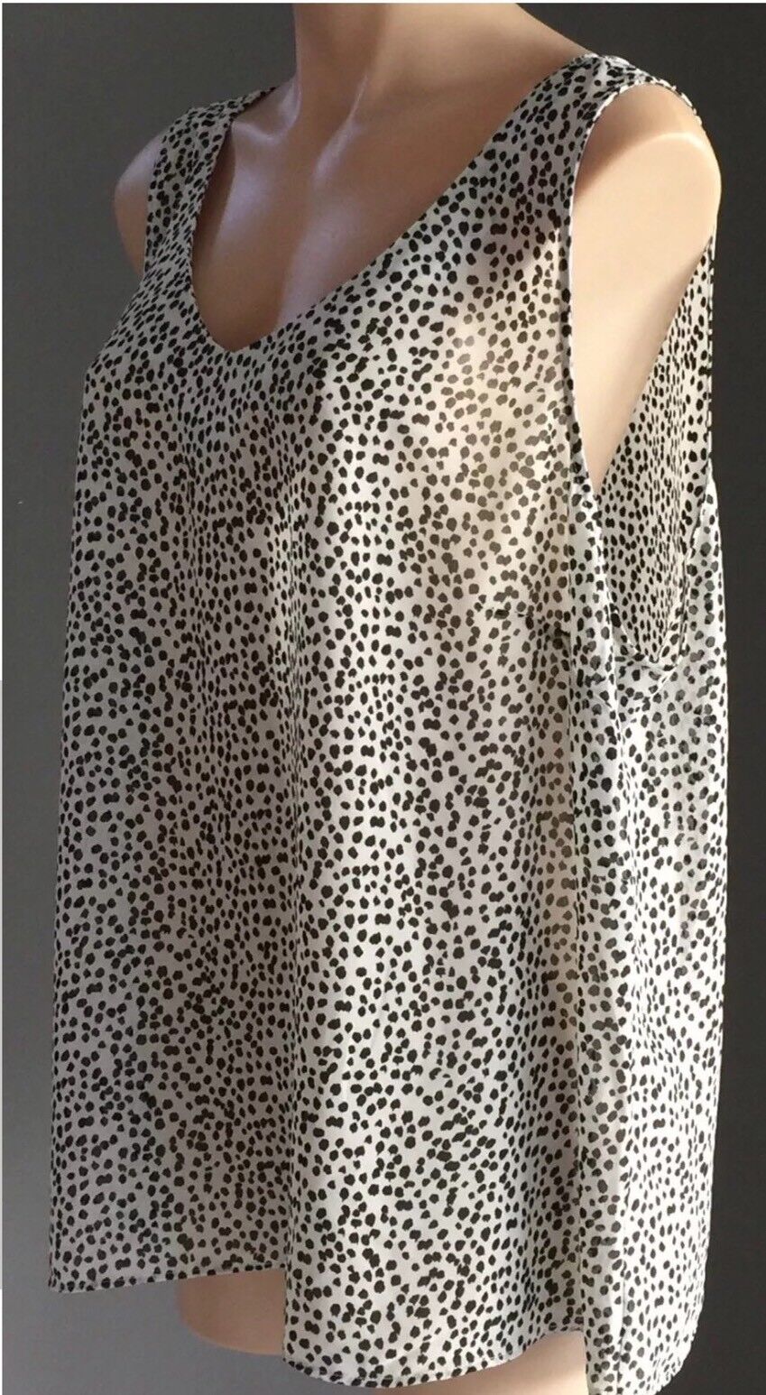 SUZANNE GRAE Twin Set White Black Cheetah Print Split Front Back Twofer Size 18