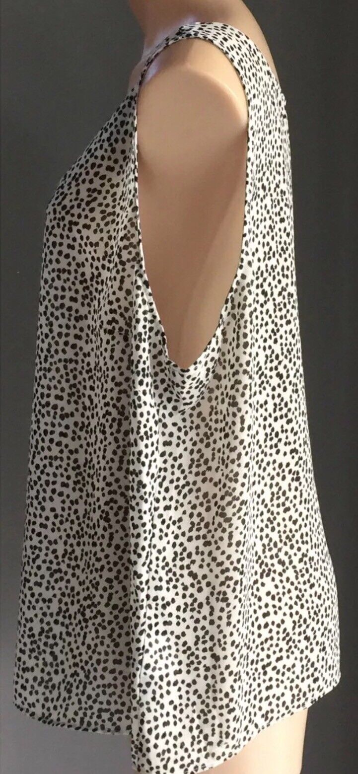 SUZANNE GRAE Twin Set White Black Cheetah Print Split Front Back Twofer Size 18