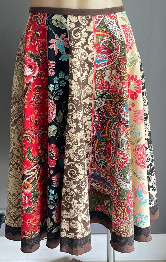 MALENA ORTIZ Circle Skirt Multicoloured & Print Knee Length Size 46 AU 18