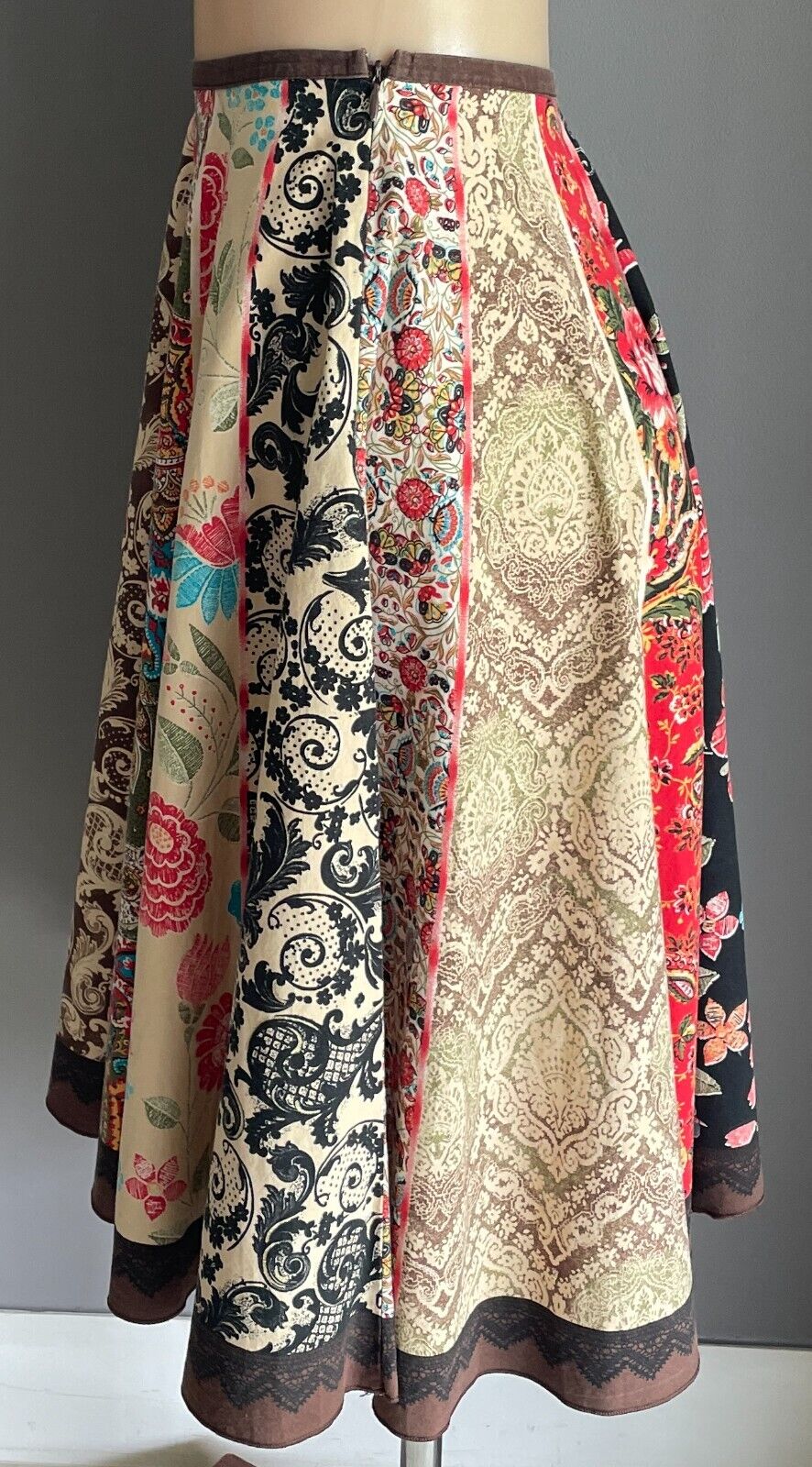MALENA ORTIZ Circle Skirt Multicoloured & Print Knee Length Size 46 AU 18