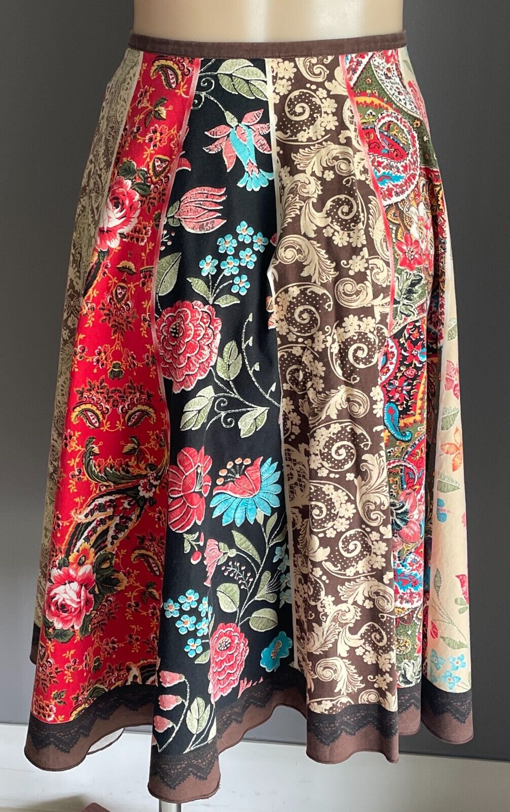 MALENA ORTIZ Circle Skirt Multicoloured & Print Knee Length Size 46 AU 18