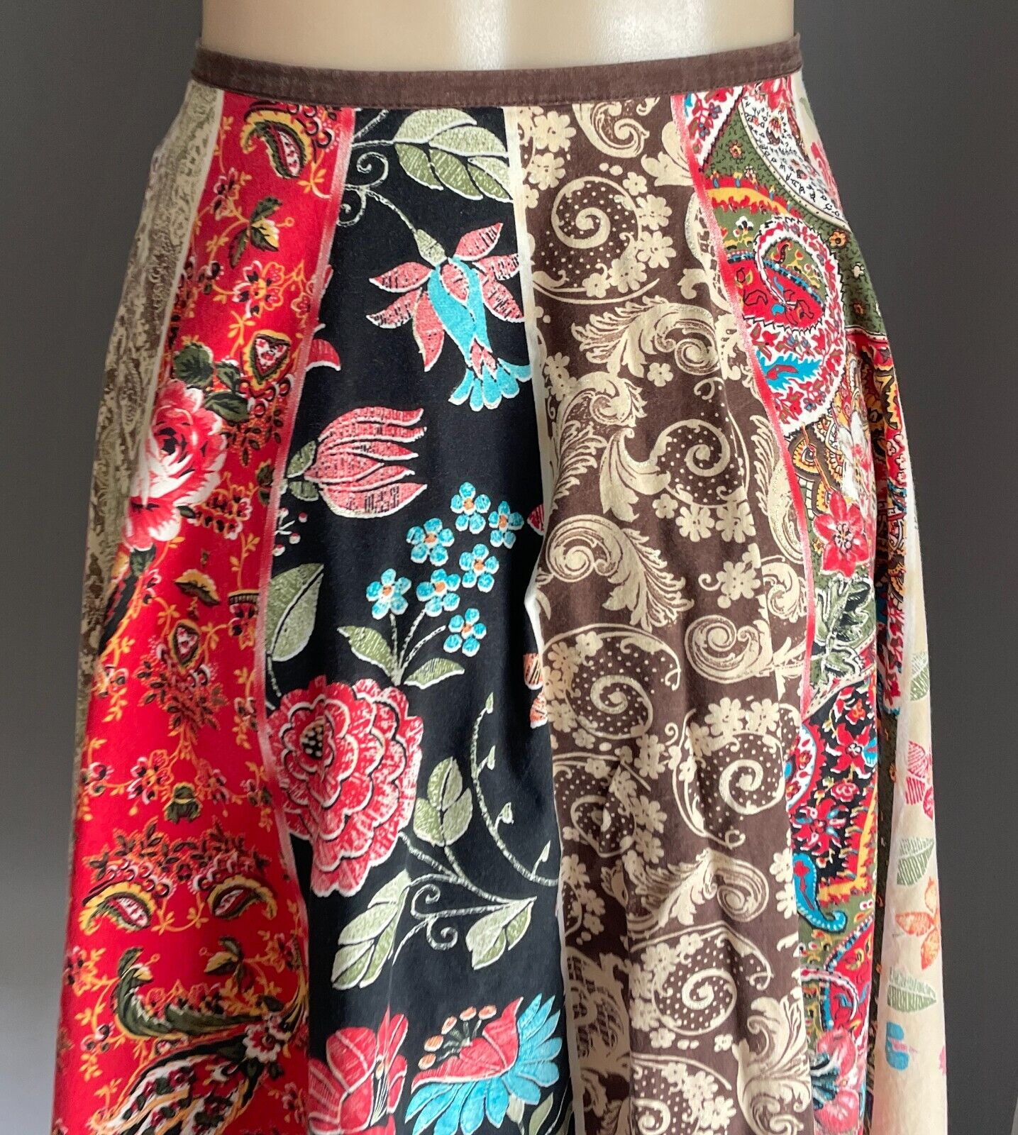 MALENA ORTIZ Circle Skirt Multicoloured & Print Knee Length Size 46 AU 18