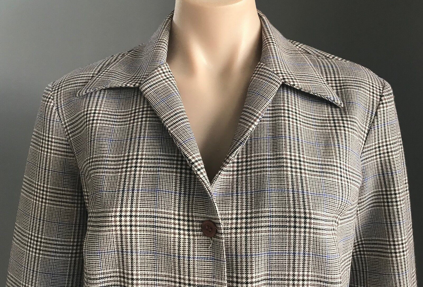 GUESS JEANS USA Jacket Brown Plaid Long Sleeve Shirt Ladies Size L 14 Vintage