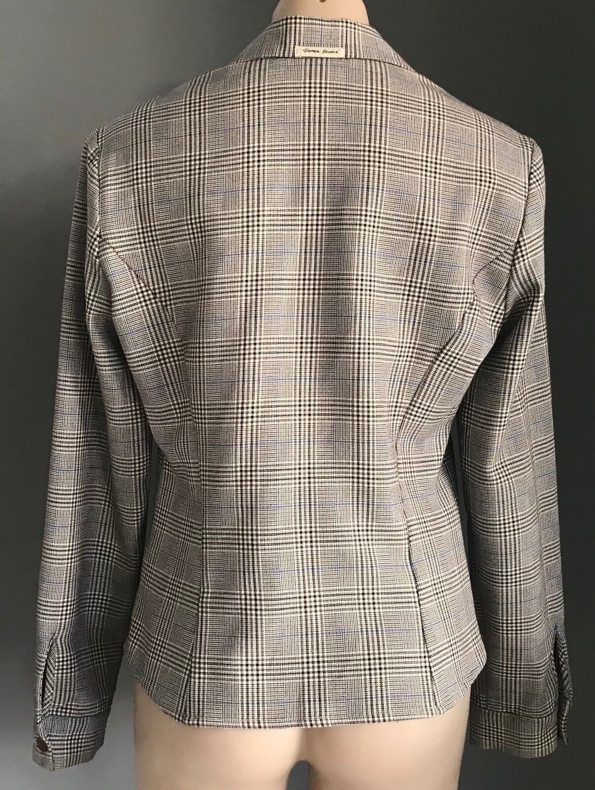 GUESS JEANS USA Jacket Brown Plaid Long Sleeve Shirt Ladies Size L 14 Vintage