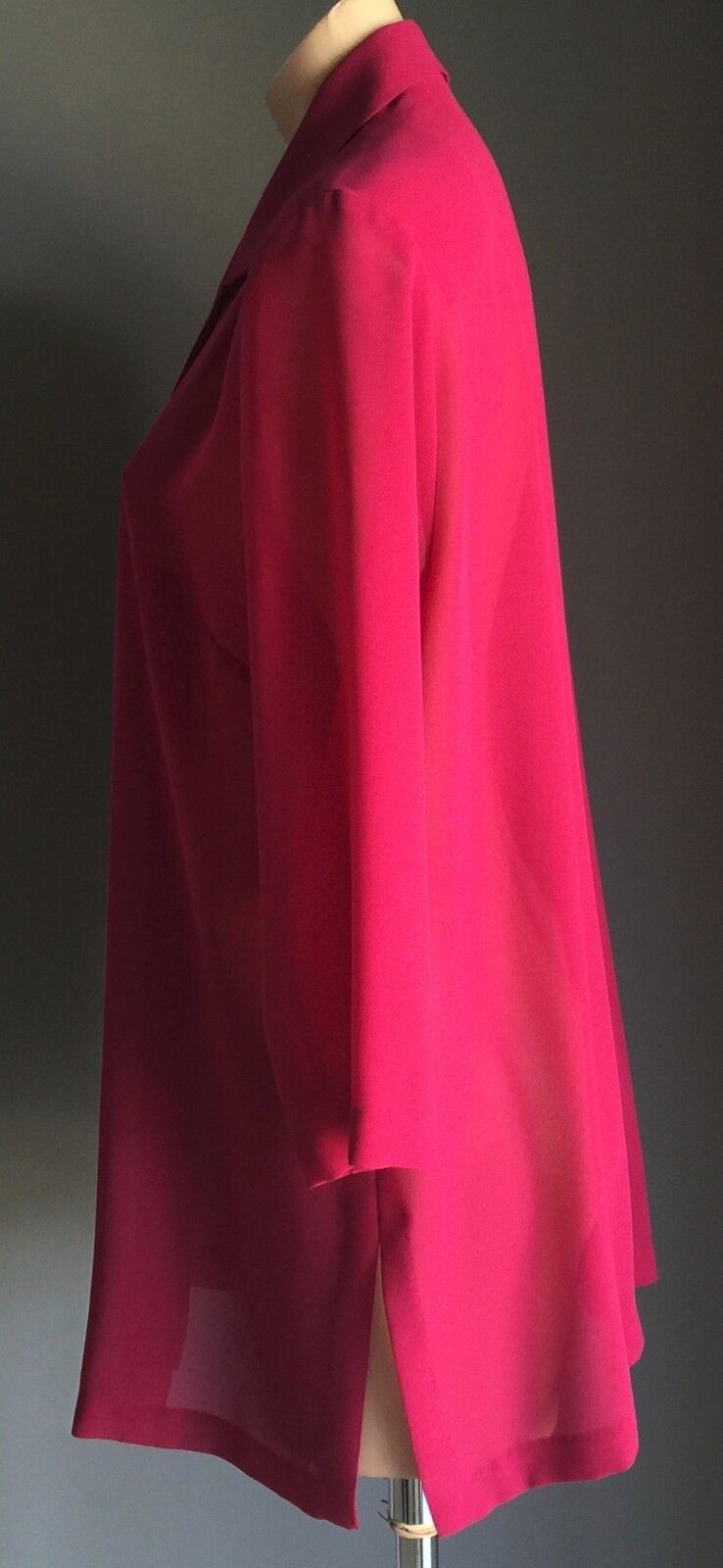 OVER SHIRT Open Top Jacket Cerise Sheer 3/4 Sleeve Ladies Size 14 16 Classic