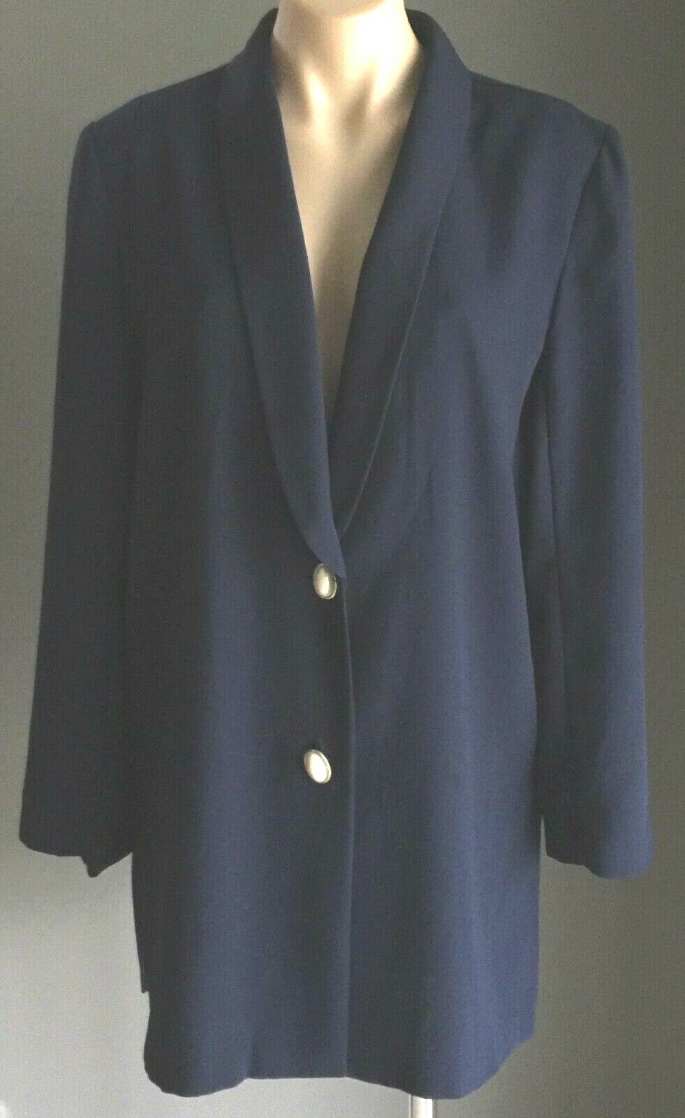 Vintage STITCHES Soft Jacket Navy Blue Long Sleeve Blazer Ladies Size 14