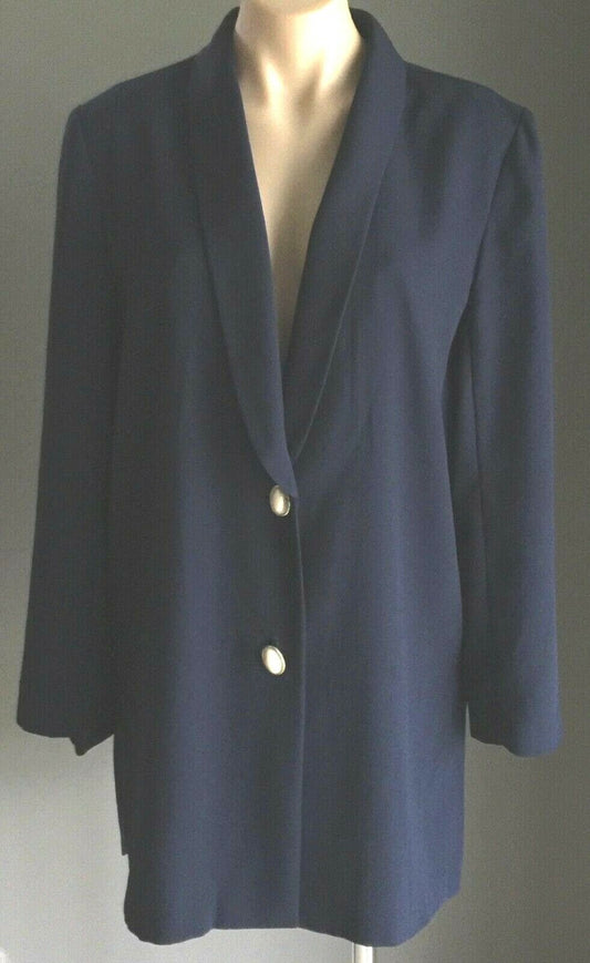 Vintage STITCHES Soft Jacket Navy Blue Long Sleeve Blazer Ladies Size 14