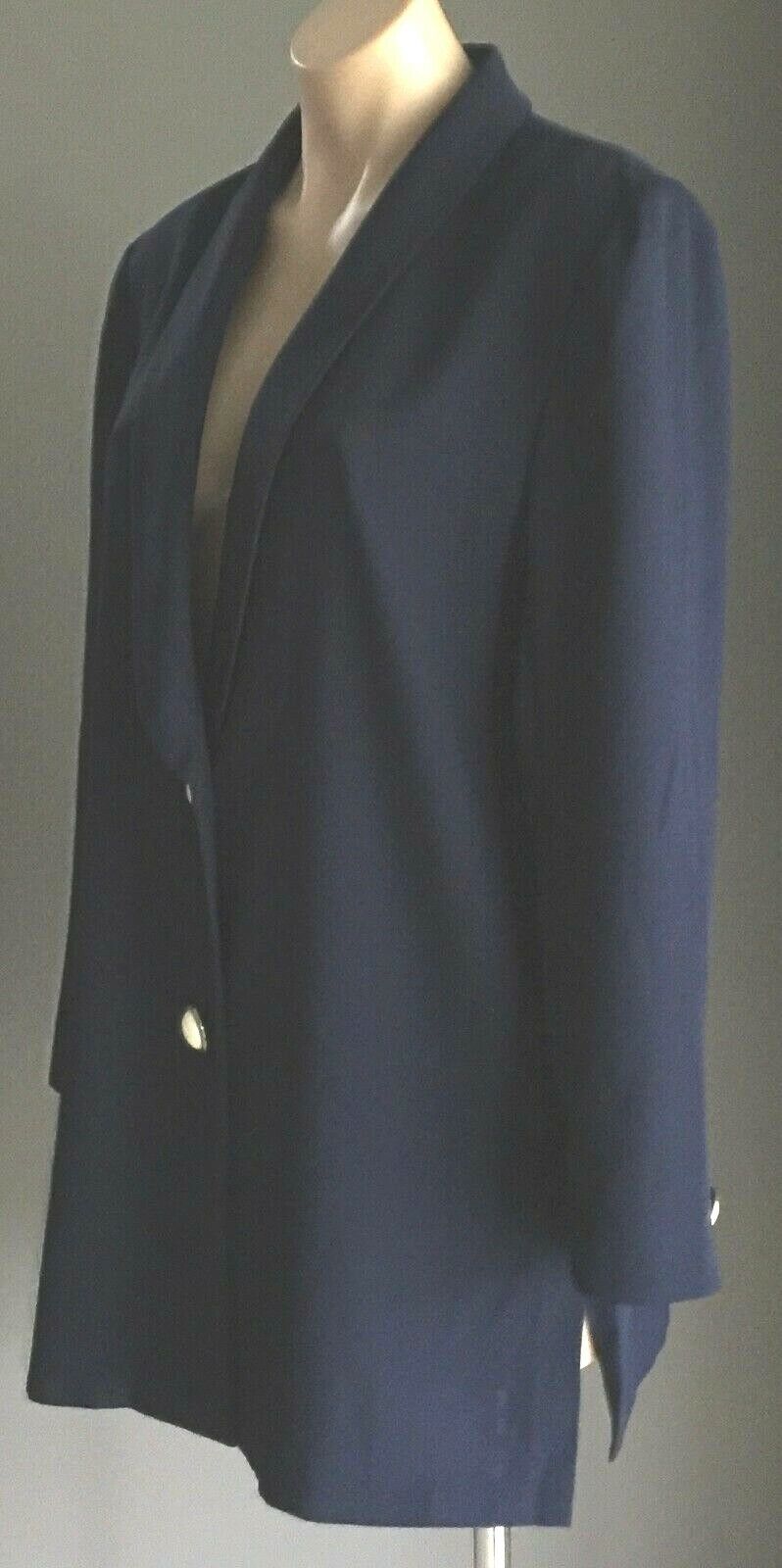 Vintage STITCHES Soft Jacket Navy Blue Long Sleeve Blazer Ladies Size 14