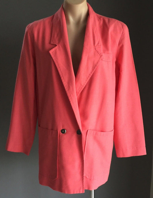 Vintage VANE BEZAR Jacket Blazer Coral Pink Long Line Ladies Size Ladies M 12 14