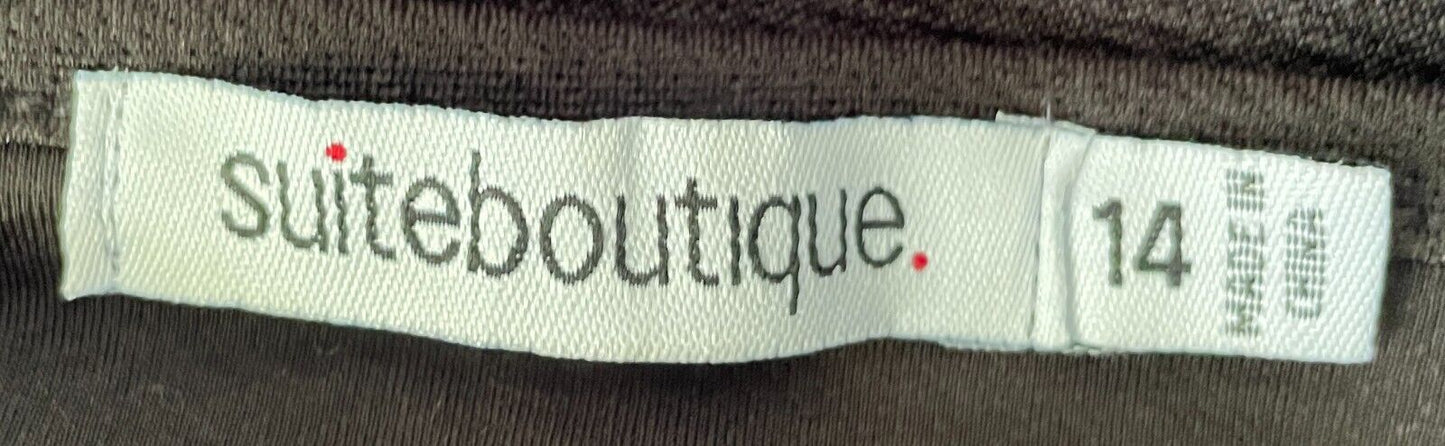 SUITE BOUTIQUE Waterfall Jacket Black Sleeveless Asymmetric Hem Size 14