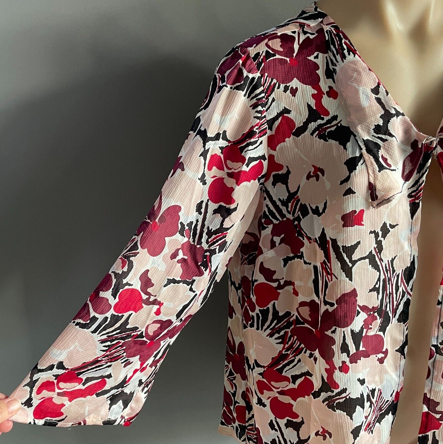 SUZANNE GRAE 3/4 Sleeve Jacket Lightweight Multicolour Floral Print Size 14