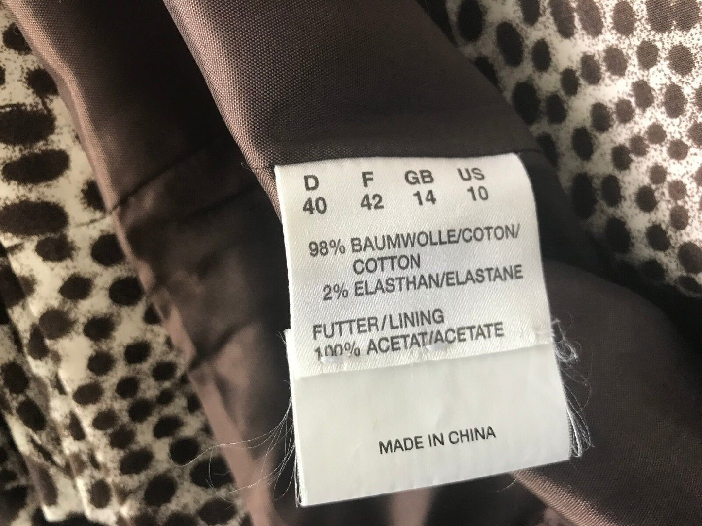 Retro OLSEN Jacket Brown & Cream Animal Print Blazer Cinched Back LadiesSize 14