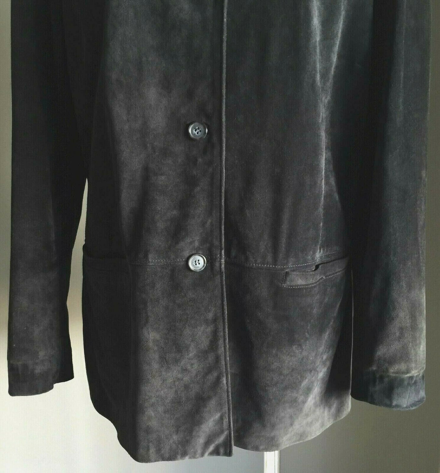 LAURA ASHLEY Jacket Suede Leather Black Coat Size L 14 Retro Vintage