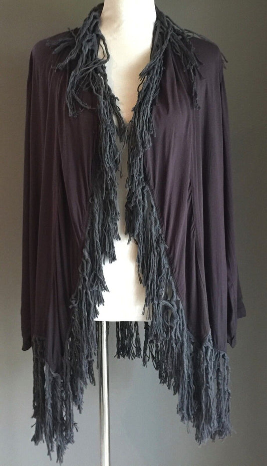 FRINGED OPEN JACKET Charcoal Grey Boho Lightweight Free Size Boho Hippie NWOT