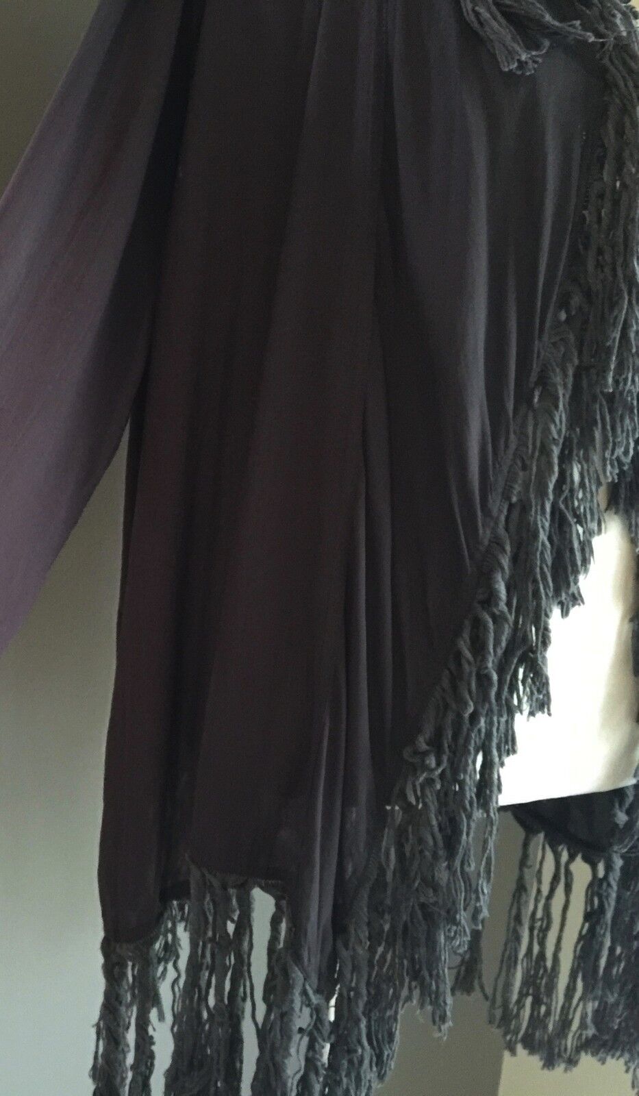 FRINGED OPEN JACKET Charcoal Grey Boho Lightweight Free Size Boho Hippie NWOT