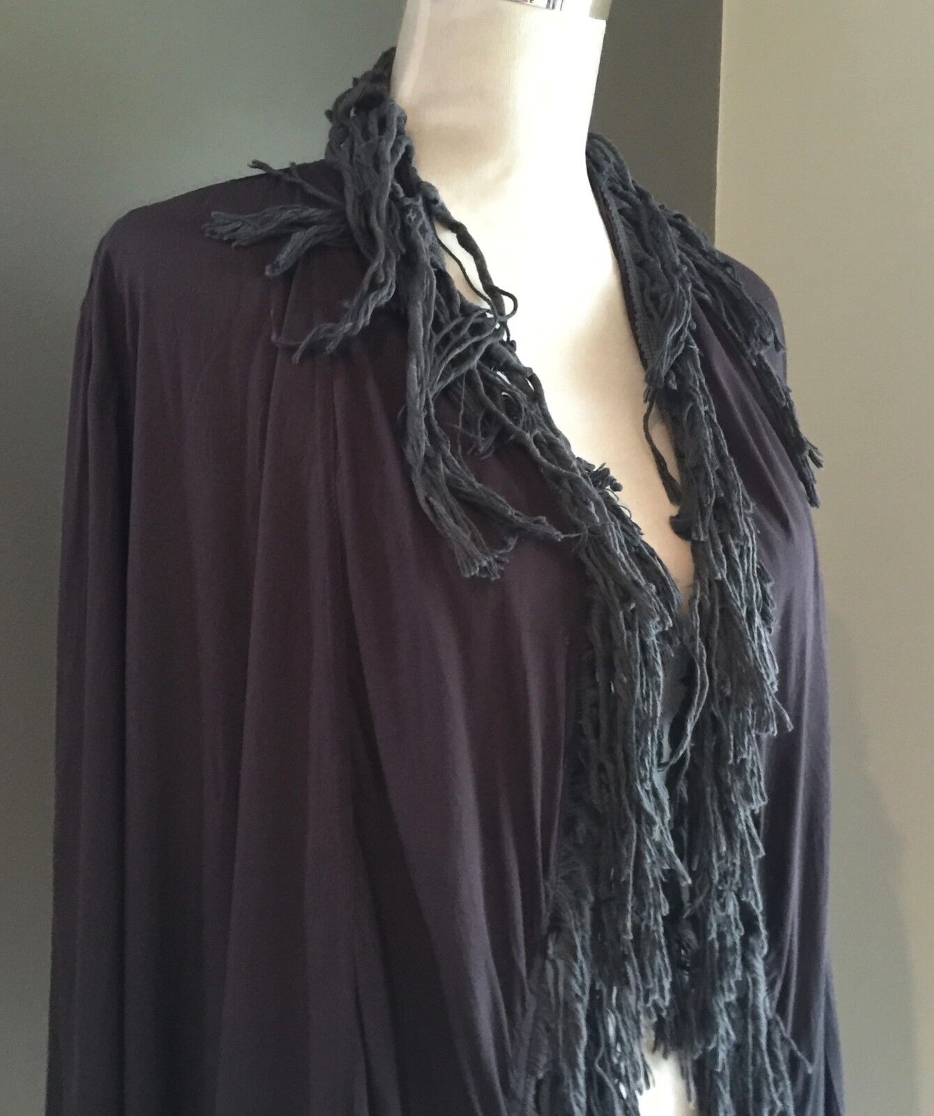FRINGED OPEN JACKET Charcoal Grey Boho Lightweight Free Size Boho Hippie NWOT