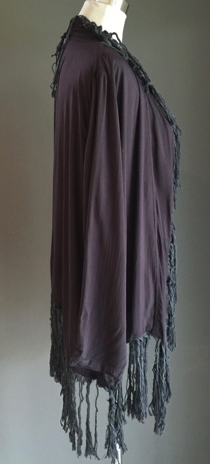 FRINGED OPEN JACKET Charcoal Grey Boho Lightweight Free Size Boho Hippie NWOT