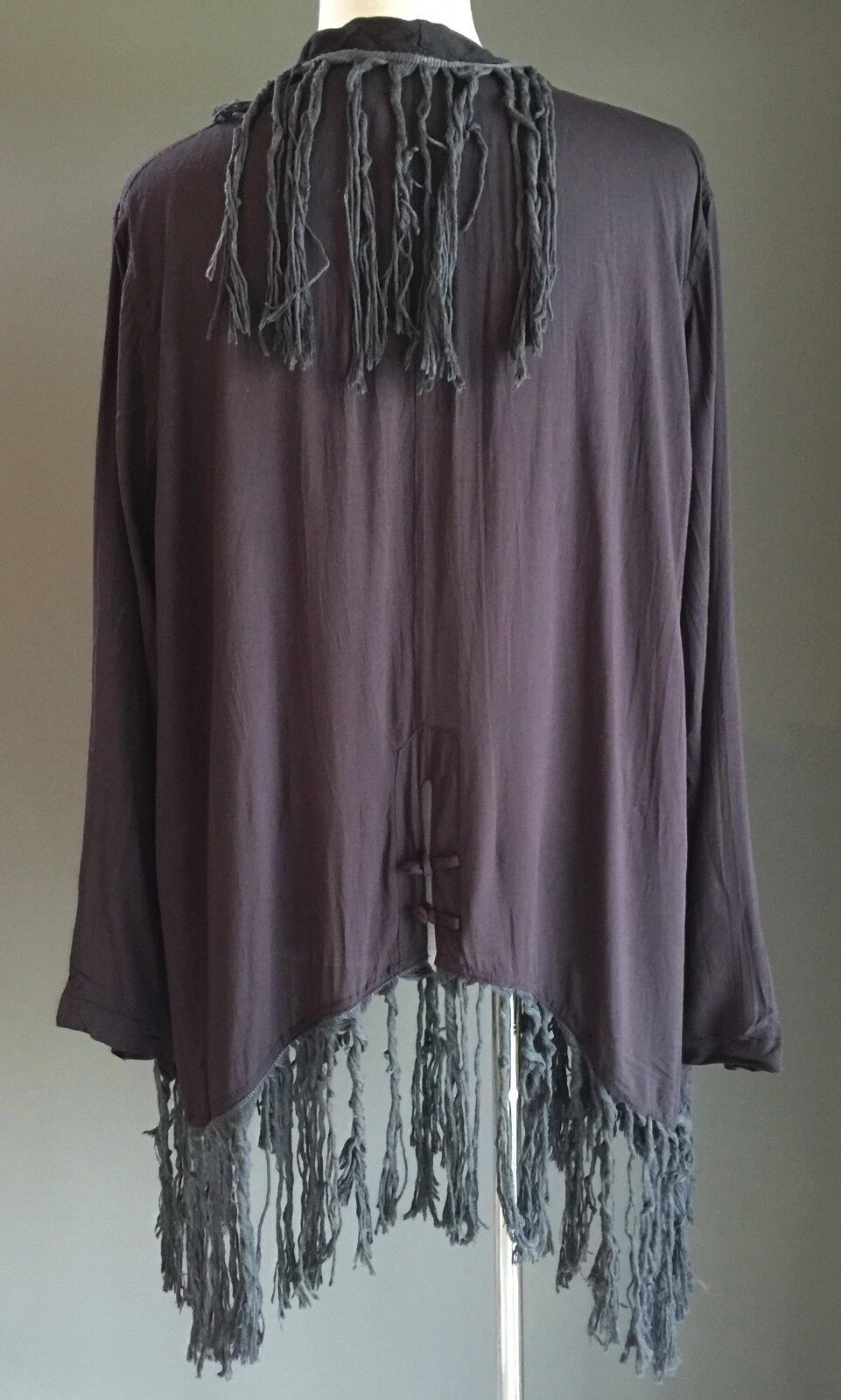FRINGED OPEN JACKET Charcoal Grey Boho Lightweight Free Size Boho Hippie NWOT