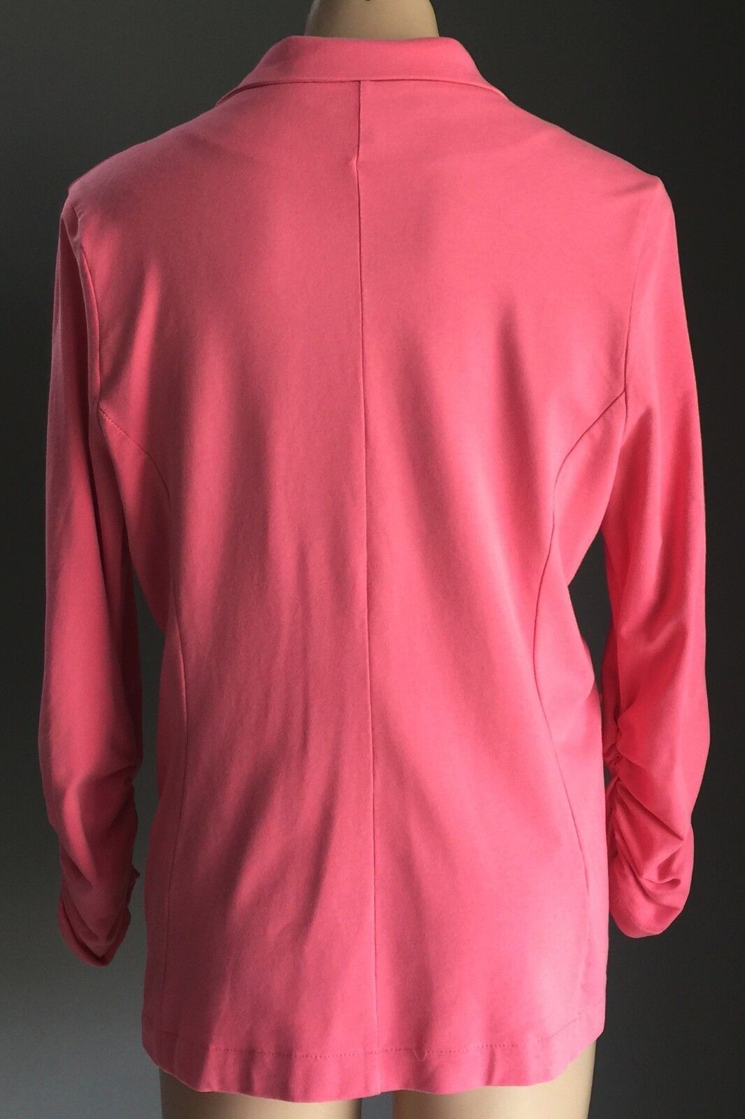 BLUEJADE Jacket Cotton Soft Coral Red Ruched Sleeve Ladies Size L 14