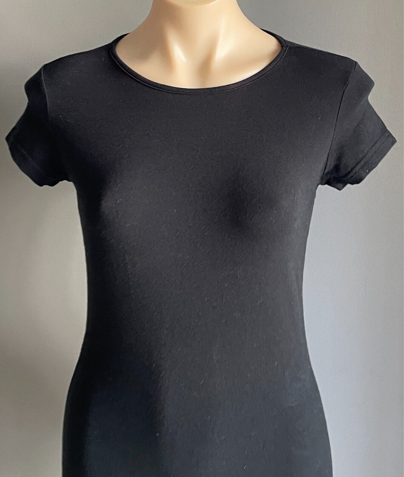 SUPRE Dress Black Round Neck Cap Sleeves Mini Stretch Bodycon Style Size M 10